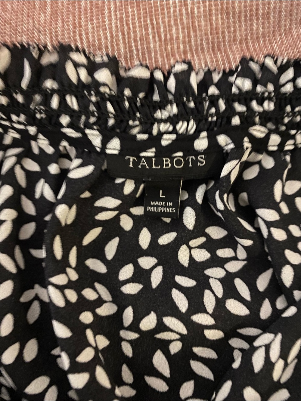 Talbots Black & White Sleeveless Split-Neck Printed Top Size Large - Picture 8 of 9